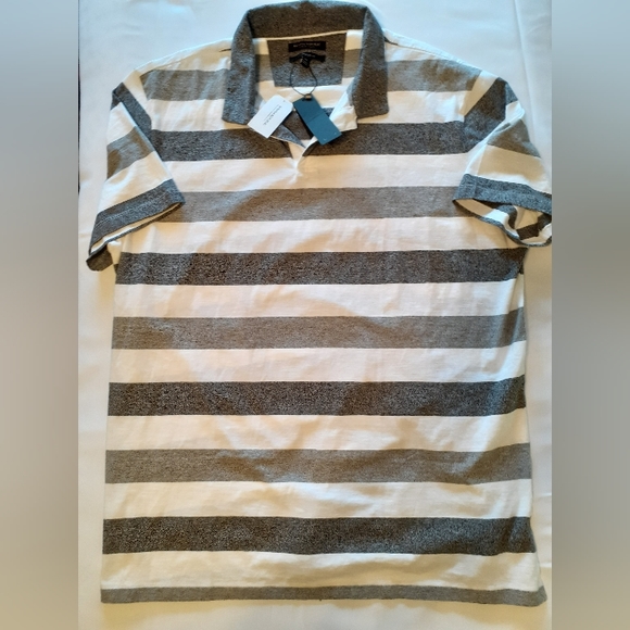 Banana Republic men's Polo size XXL Gray and White Striped - Picture 1 of 7